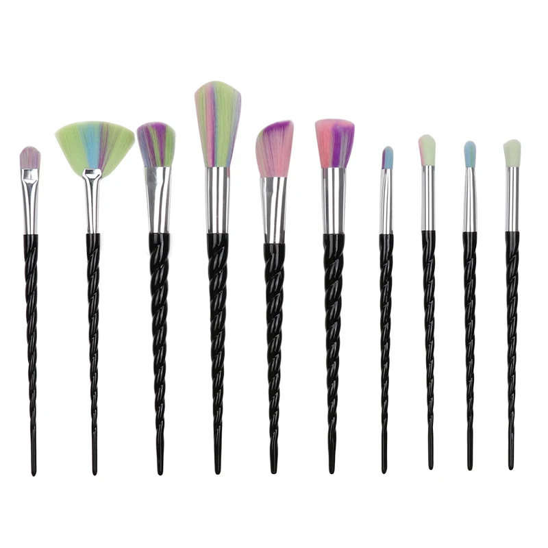 Профессиональные кисти для макияжа с фиолетовой спиральной ручкой 10 шт. пудры