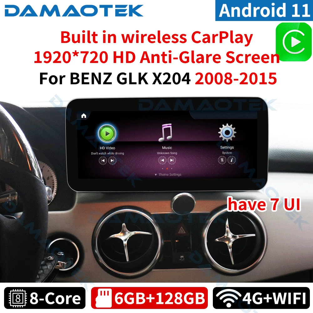 

Автомобильный радиоприемник DamaoTek, Android 11,0, 10,25 дюйма, 6 + 128 ГБ, GPS для Mercedes Benz GLK X204 2008-2015, Автомобильная Мультимедийная система, беспроводной ...