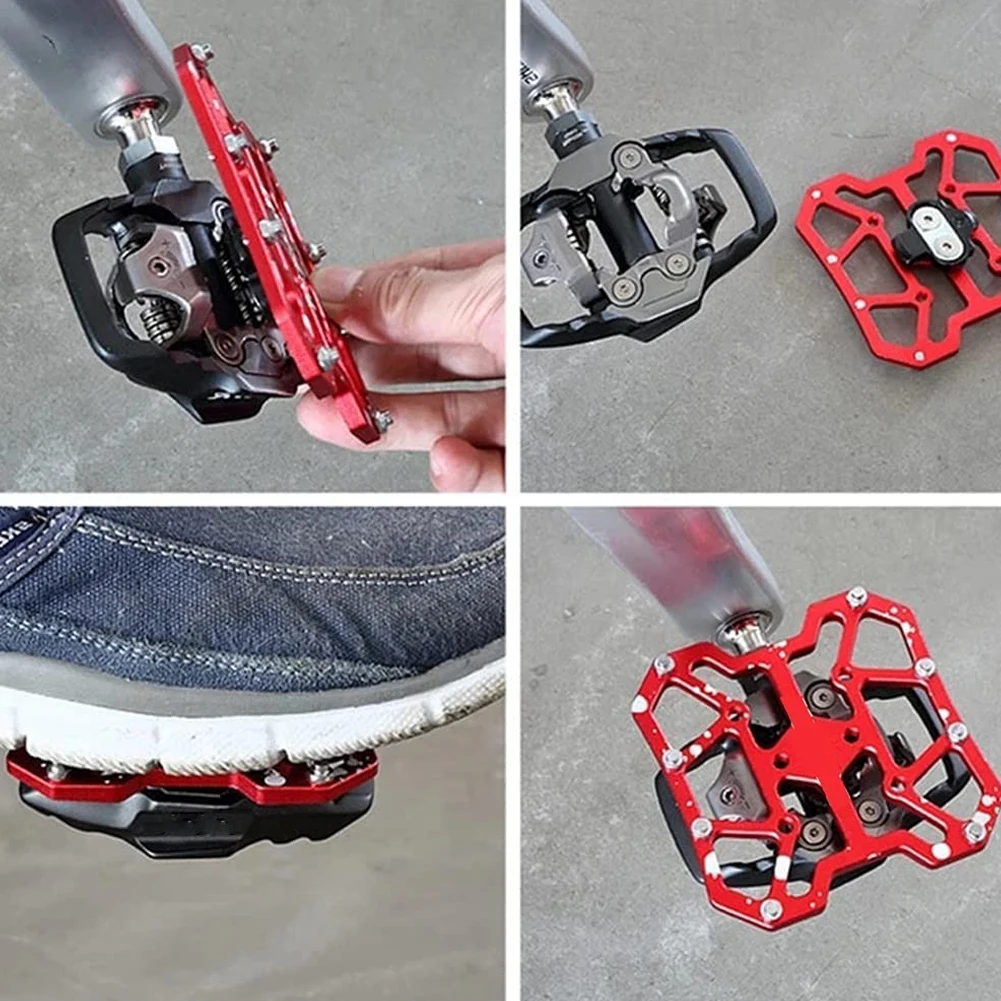 

2pcs Durable Clipless Pedal Classic Delicate Aluminum SPD KEO Bicycle Clipless Pedal Platform Adapters Bike Accessories Red