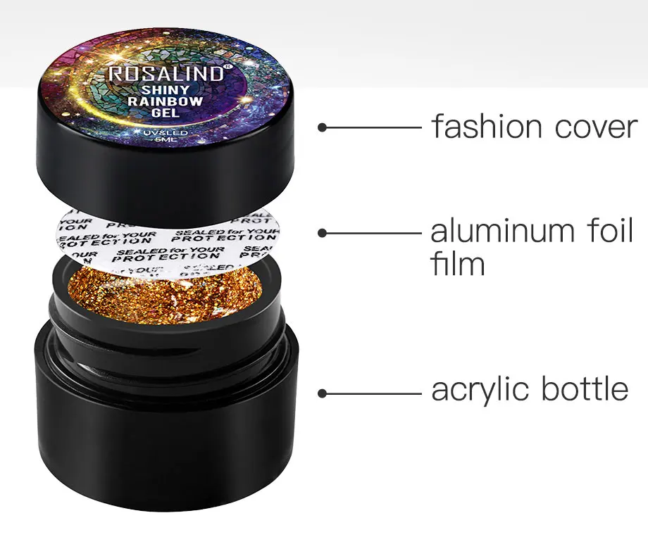 ROSALIND 5ML Блестящая радуга втирка для ногтей гель лак для ногтей все для маникюра гель лак с блестками маникюр