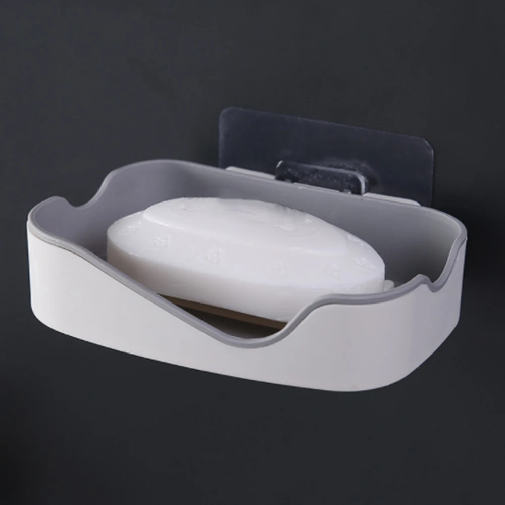 

Soap Rack No Drilling Wall Mounted Double Layer Soap Holder Soap Sponge Dish Bathroom Accessories Soap Dishes Self Adhesive