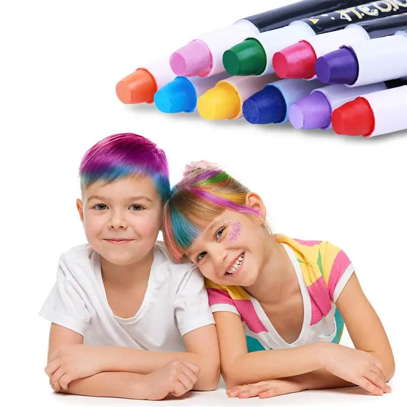 

10 Colors Hair Chalk Set Washable Temporary Hair Dye Rainbow Hair Color With Glitter Powder And Hair Combs For Women Teens