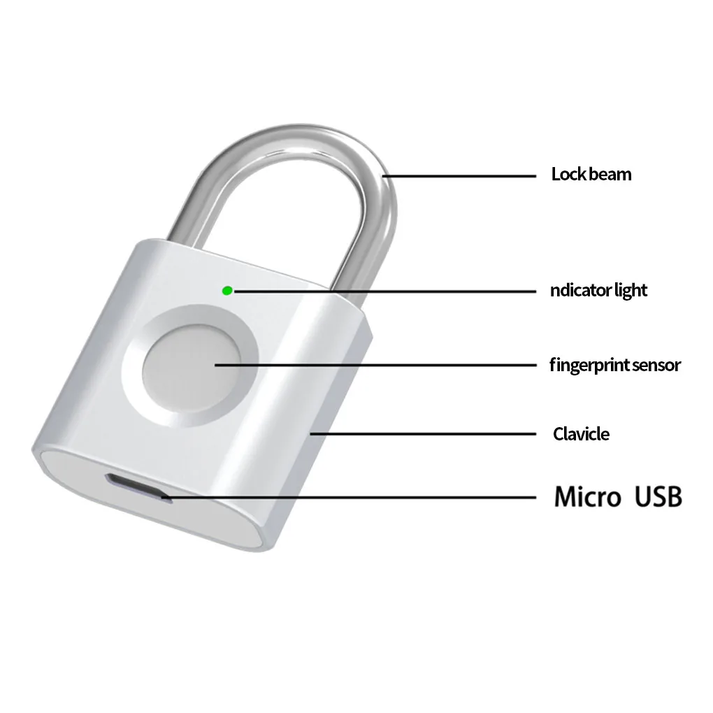 

Mini Smart Fingerprint Padlock USB Recharge Waterproof Electronic Lock Keyless Anti-theft Security Door Lock Luggage Suitcase
