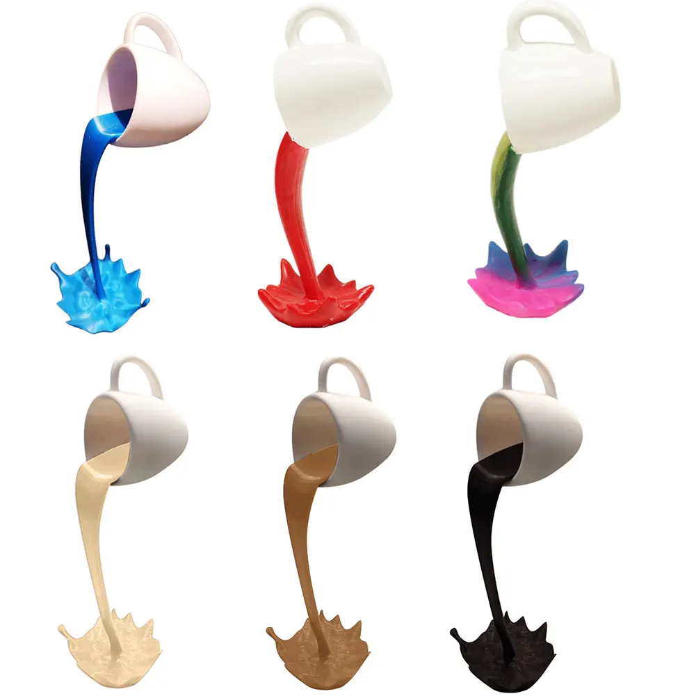 

Floating Spilling Coffee Cup Sculpture Kitchen Decoration Spilling Magic Pouring Splash Coffee Suspended Mug Home Decoration