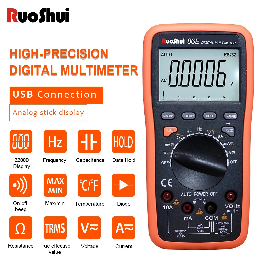 Цифровой мультиметр RuoShui 86E 22000 отсчетов Автоматический диапазон