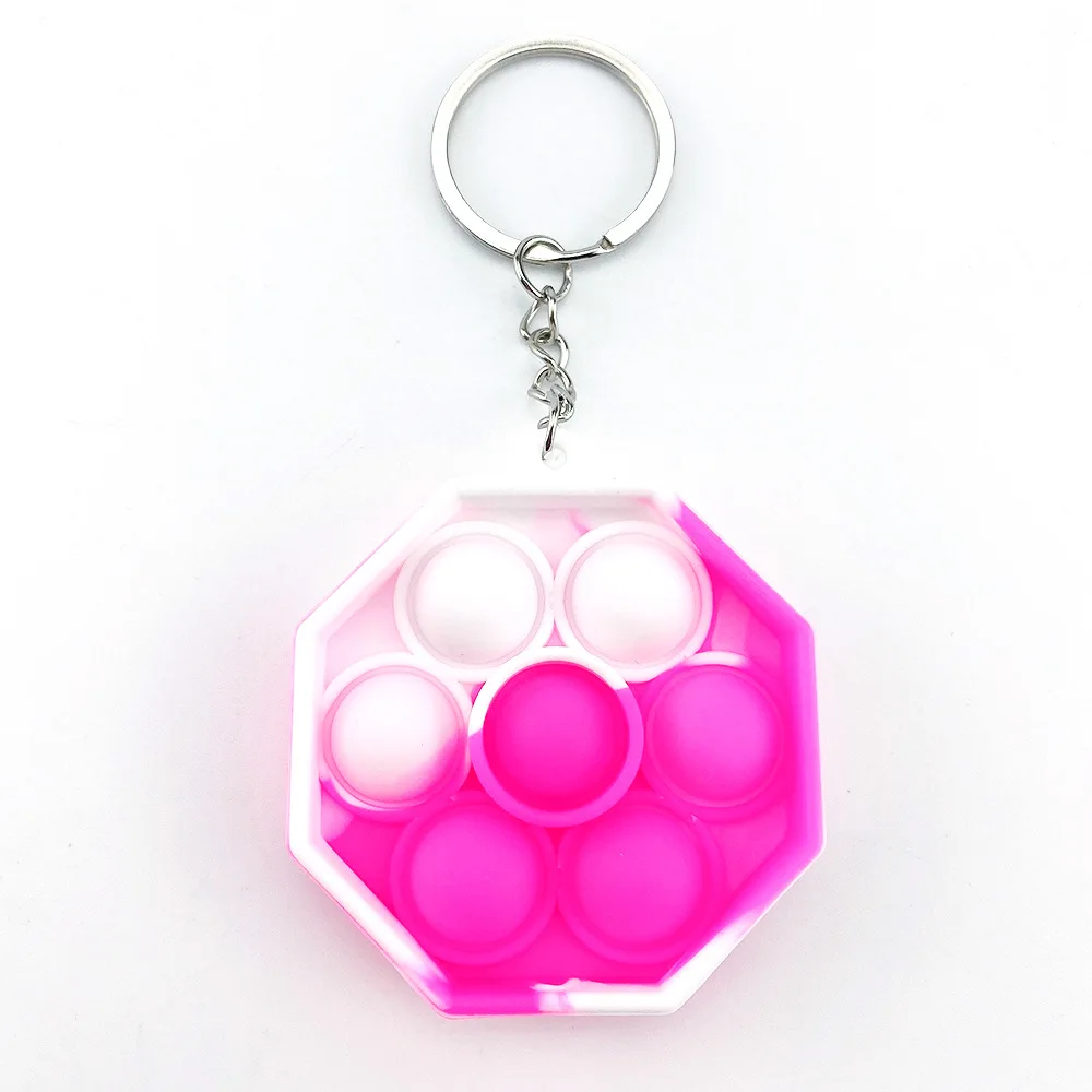 

10Pcs Stress Relief Sensory Toy Bubble Fidgeting Toy Keychain Charm Pop Fidget Reliver Stress Toys Push It Bubble Antistress Toy