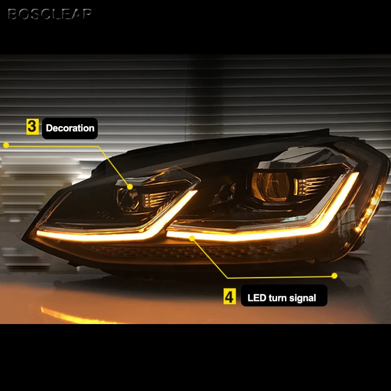 Автомобильный Стайлинг для VW Golf 7 MK7 светодиодный ная фара Golf7.5 R дизайн линии DRL Hid