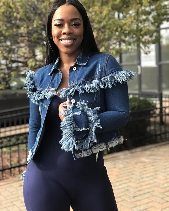 

Tassel denim jacket solid color lapel jacket fashion coat