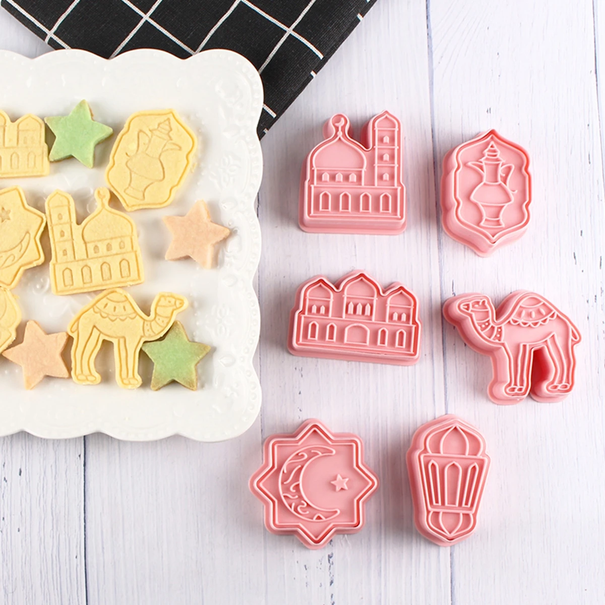 

6pcs Eid Mubarak Biscuit Mold Cookie Cutters Set Diy Cake Baking Tools Ramadan Mubarak Ramadan Kareem Party Home Decor