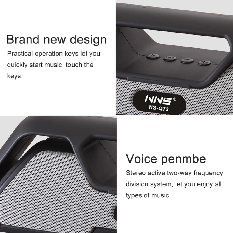 NSS NS Q73 портативный Bluetooth динамик с FM радио Поддержка USB TF карта AUX открытый