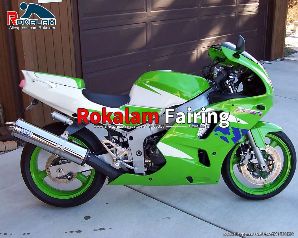 

Motorbike Shells For Kawasaki Ninja ZX6R 1994 1995 1996 1997 ZX-6R 94 95 96 97 White Green Aftermarket Motorcycle Fairing Kits