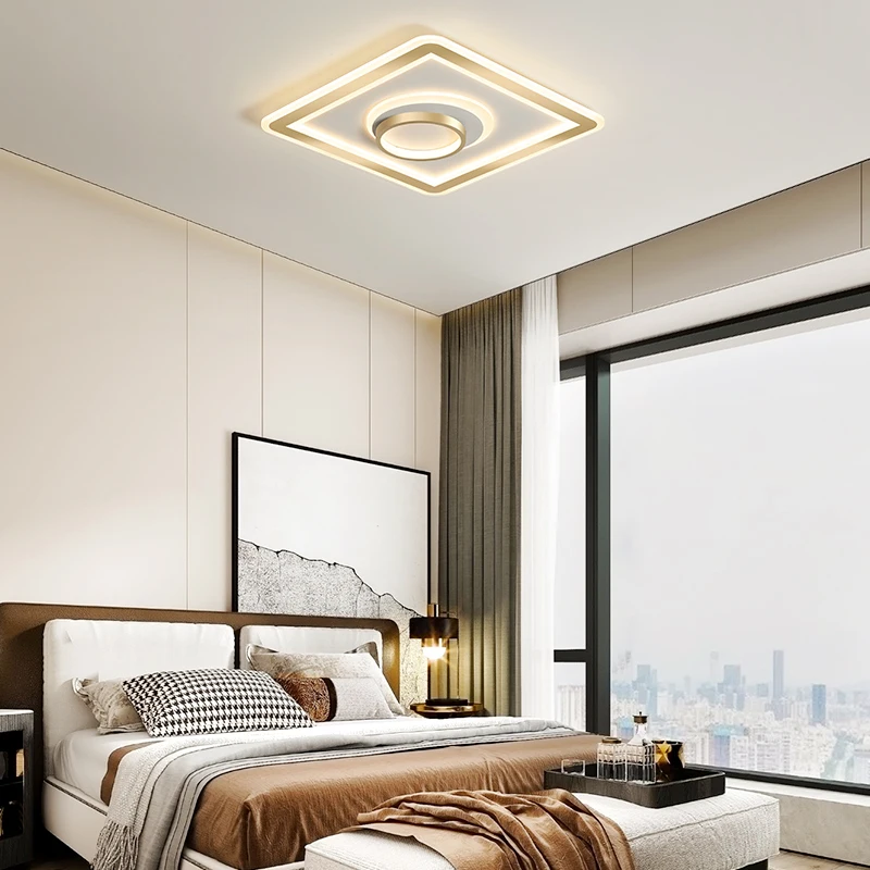 Золотой Акрил вокруг спальни потолочные светильники для гостиной Plafond 10 25