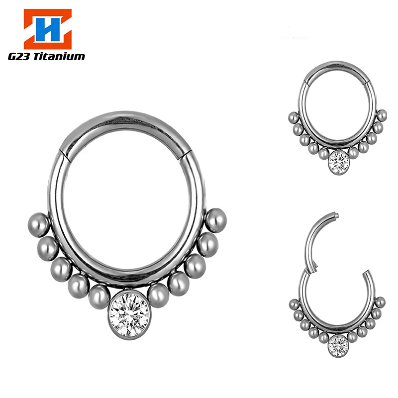 

G23 Titanium Hoop Zircon Earrings Helix Piercing Cartilage Tragus Nose Septum Segment Nose Ring Fashion Perforated Women Jewelry