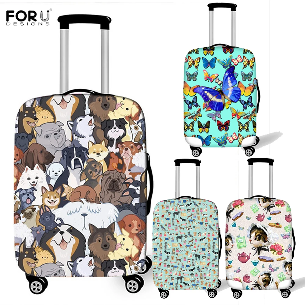 

FORUDESIGNS, защитный чехол для багажа с принтом милой собаки, кота, чехлы для чемоданов на колесиках 18-32 дюйма, эластичный Дорожный Чехол для бага...