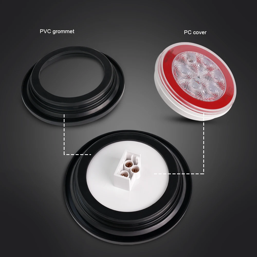 Комплект светодиодных круглых задних фонарей micтюнинга для прицепа 2 шт. 5