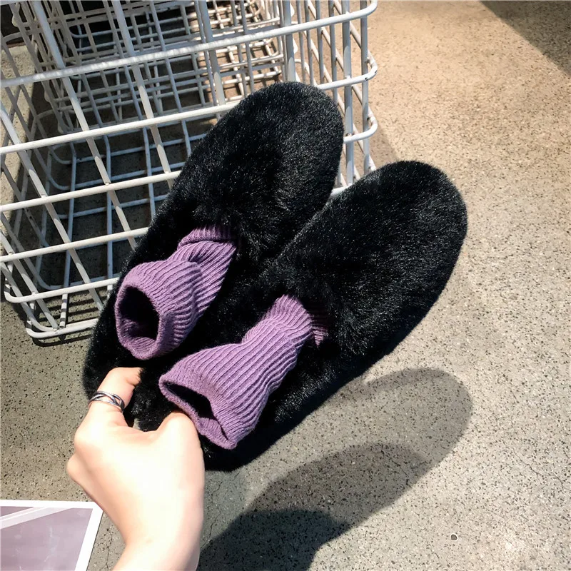 

Korean Shoes Loafers Fur Autumn Casual Female Sneakers Round Toe Dress Flats Women 2021 Fall New Winter Rubber Leisure Solid Lac