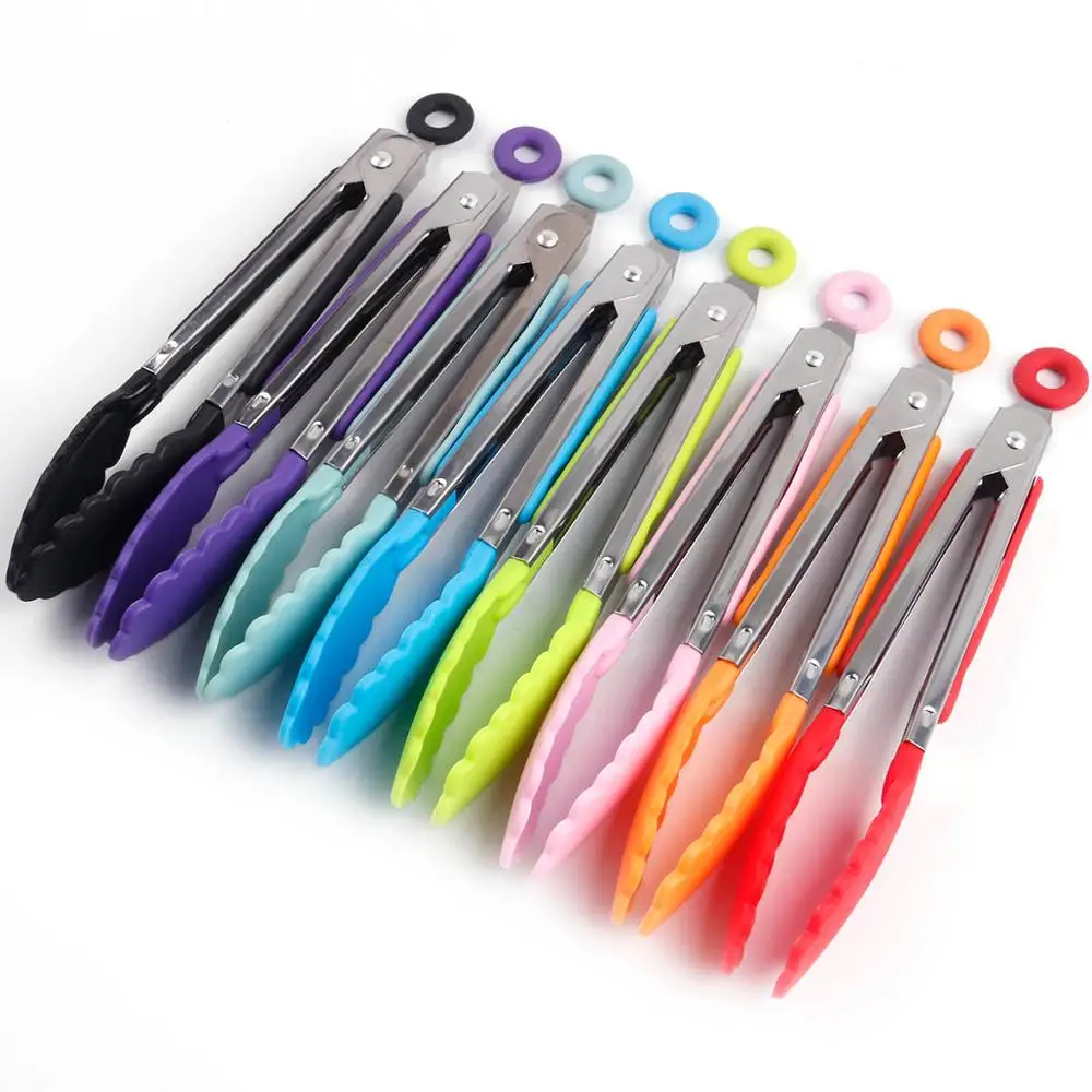 Силиконовые кухонные щипцы Tong для приготовления пищи длинные мини термостойкие