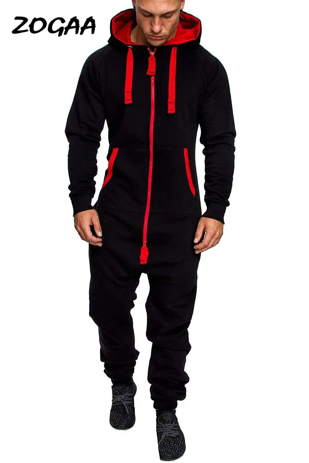 

ZOGAA winter new men's casual suit hooded fleece jumpsuit camouflage print personality casual suit men