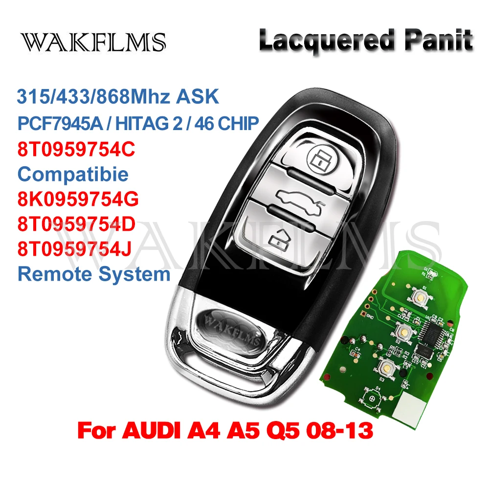 3 кнопки Smart дистанционный ключ брелок от машины для Audi A4 A5 Q5 без ключа 8T0959754C 8K0959754G