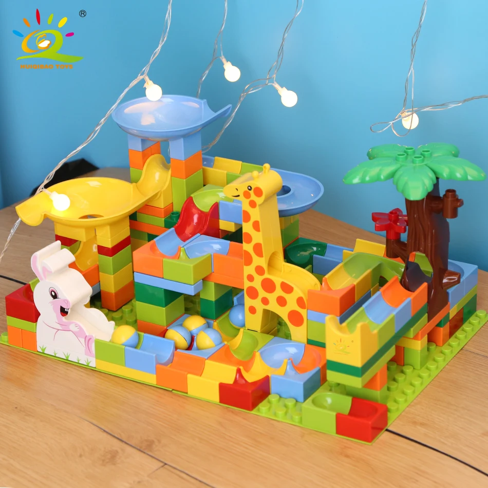 HUIQIBAO 182 шт. животные мрамор гонки большие строительные блоки большой размер набор