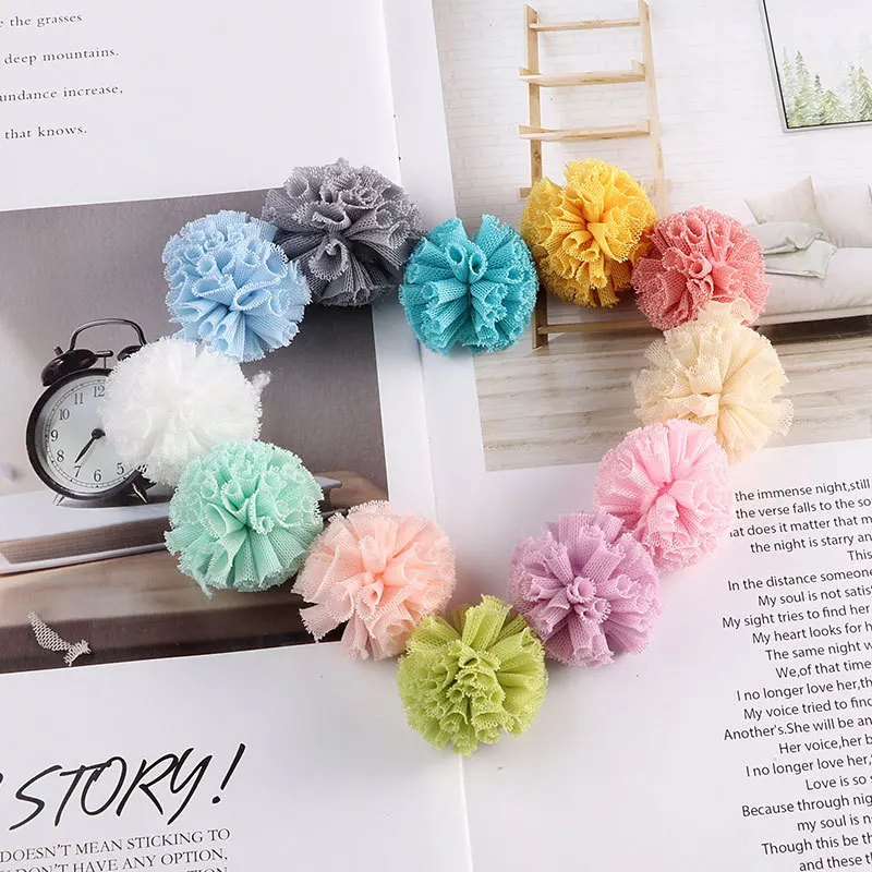 

10pcs 12Color Velvet Ball 35MM Multi-color Lace Lovely Mesh Ball Craft Handmade DIY Mesh Ball Home Decoration Sewing Consumables