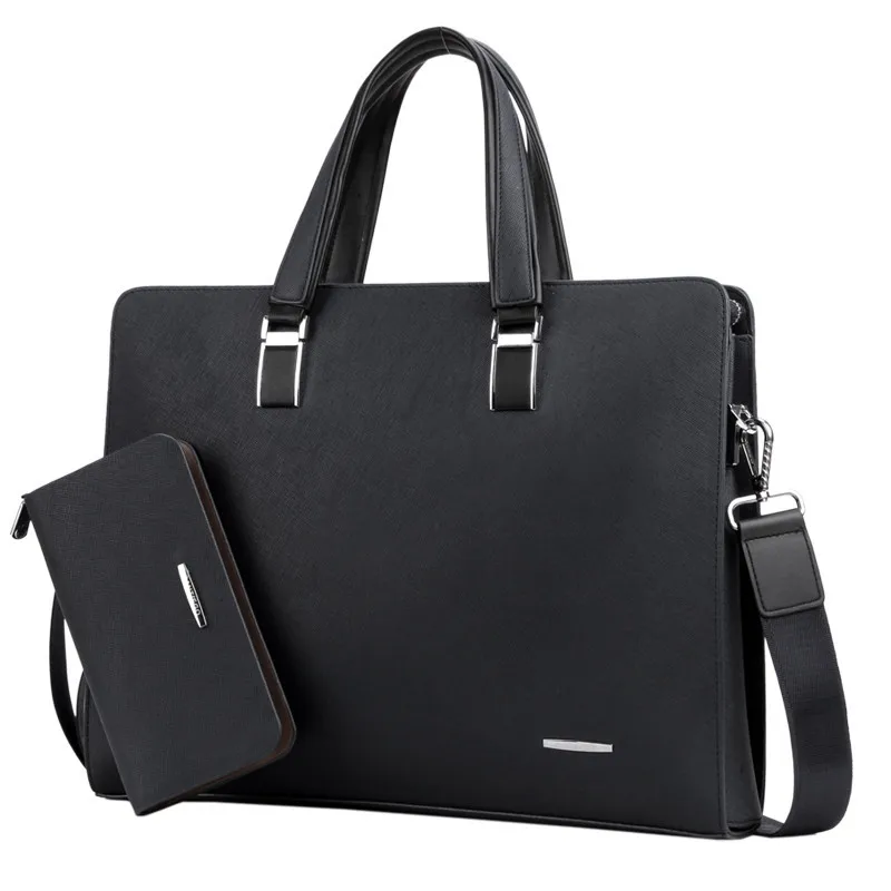 

Men Briefcase Horizontal PU Leather Waterproof Business Computer Bags Casual 20-35L Large Capacity Satchel Commuter Bag