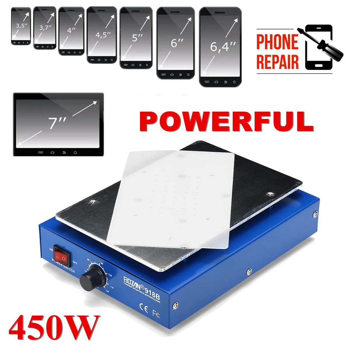 

LCD Screen Separator Phone Heating Platform Glass Removal Repair Machine 450W Anti Static Body Auto Metal Plate
