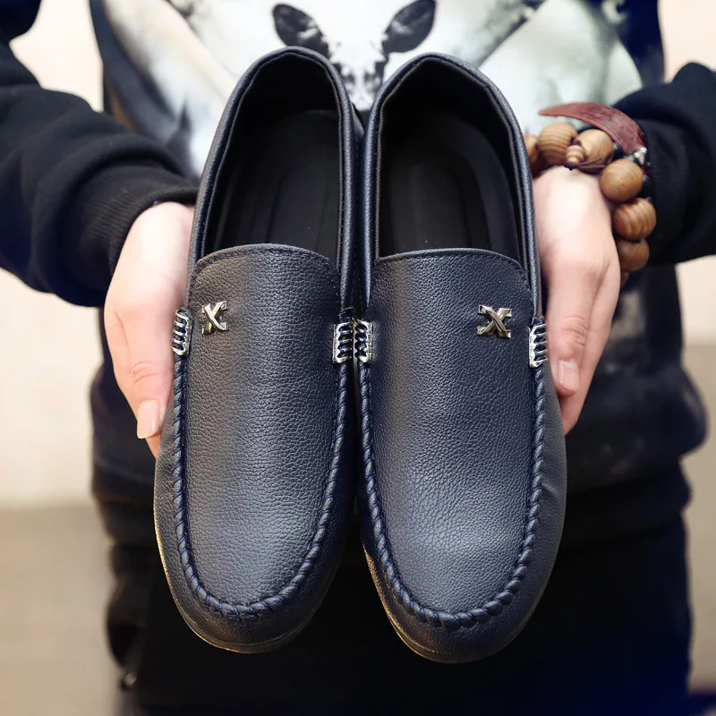 

2021 New Arrival Spring Summer Men's Leather Casual Shoes Driving British Leather Shoes Men's Breathable Lazy Shoes Size 39-44