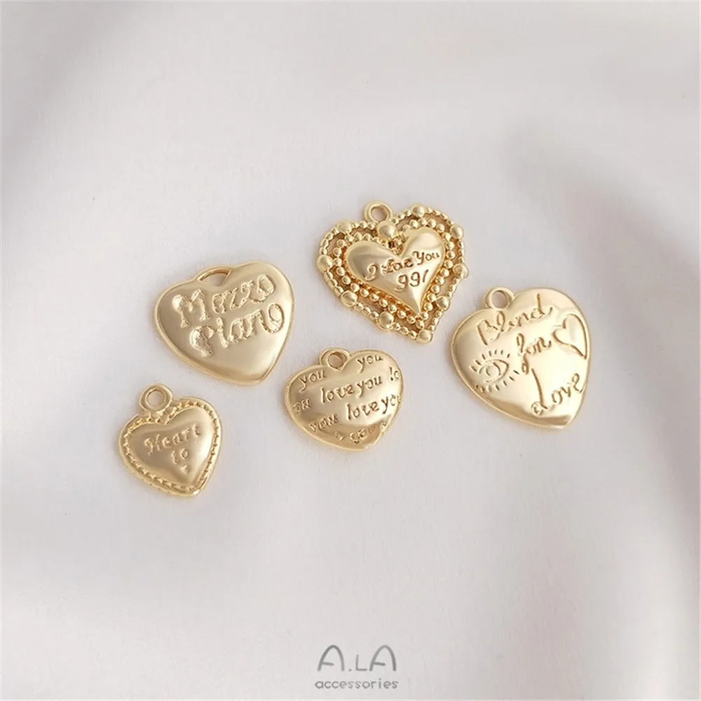 14K gold color fashion European and American style heart pendant love DIY bracelet necklace |