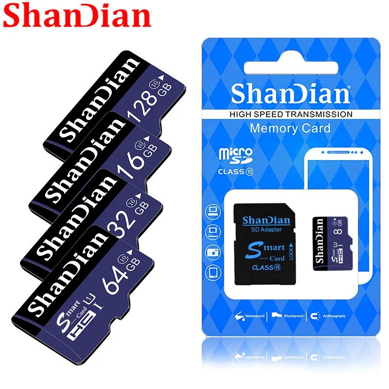 ShanDian оригинальная Смарт sd-карта 64 ГБ 32 ГБ 16 ГБ 8 ГБ SDXC SDHC карта памяти SmartSDXC SmartSDHC класс 10 класс 6 Smartsd TF карта