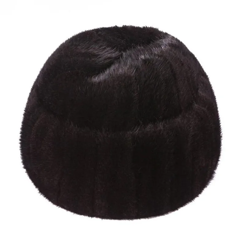 Thick Warm Winter hat Men Real Mink Fur Russian Bomber Hats Outdoor Male Windproof Snow Ski Cap for Dad H52