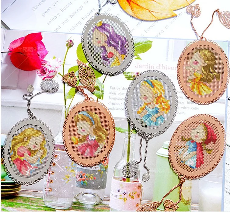 Круглая закладка для девочек набор рукоделия вышивка крестиком поделки счетный