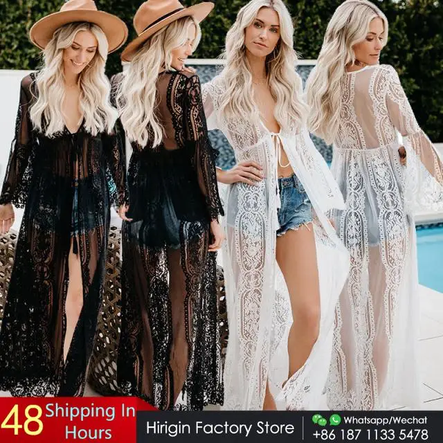 Женское Сетчатое пляжное платье Hirigin прозрачное Прозрачное Платье макси с