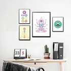 Цветной Цветок лотоса, Йога, настенный художественный постер, чакры, Йога, медитация, Картина на холсте, украшение для дома