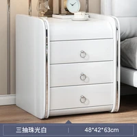 modern light luxury european style simple installation free bedroom bedside table leather complete small storage cabinet