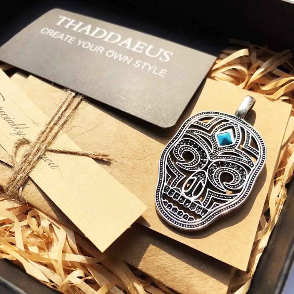 Кулон в виде черепа с синей ПАВЕ ювелирные изделия из серебра 2018 пробы