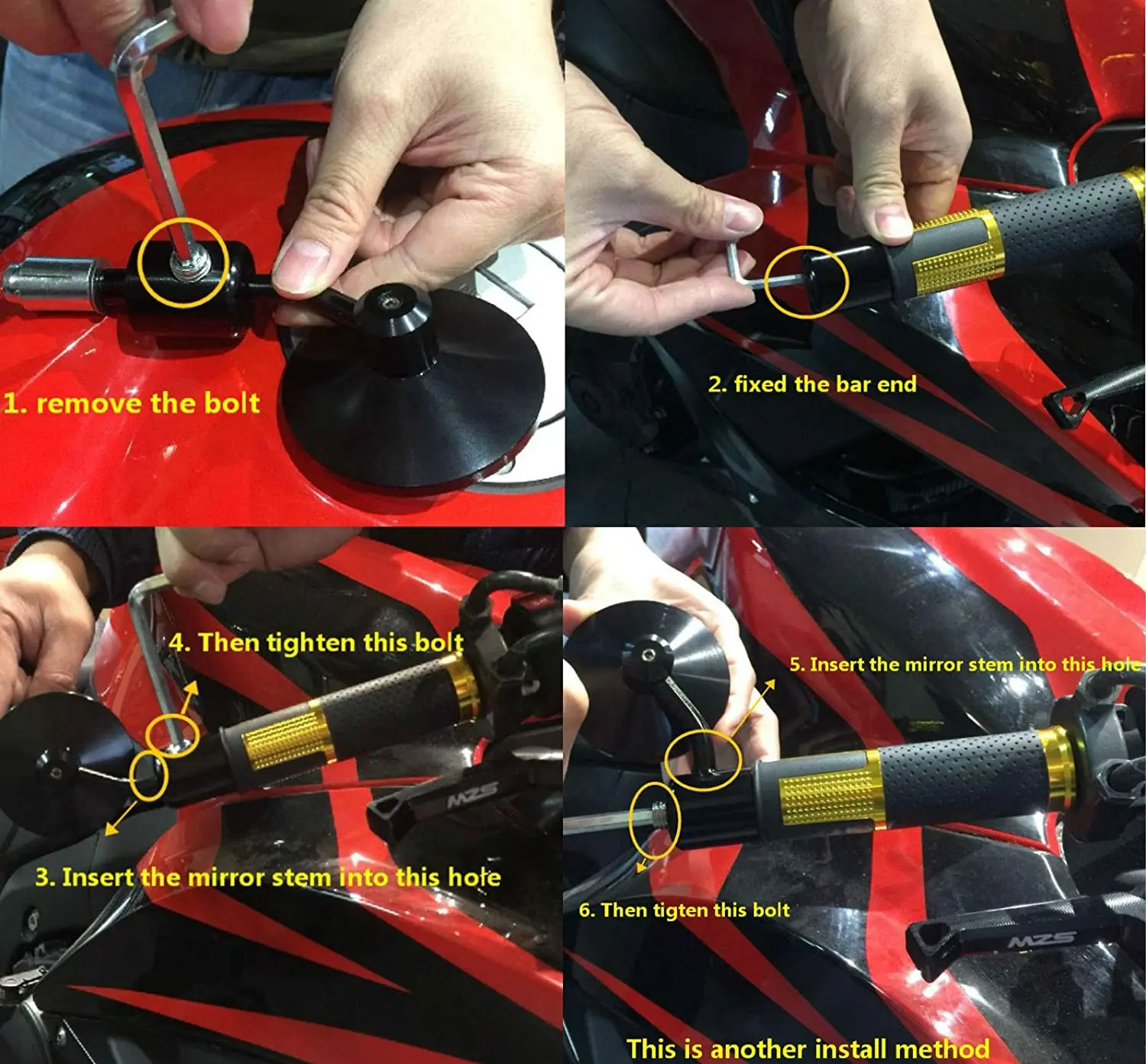 

Motorcycle Universal CNC Aluminum Rear View 3" Round Handle Bar End 7/8 inch Hollow Side Rearview Mirrors