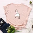 Женская футболка из 100% хлопка, с круглым вырезом и принтом сердечек