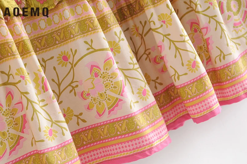 Женские юбки с оборками AOEMQ трапециевидные цветочным принтом эластичные