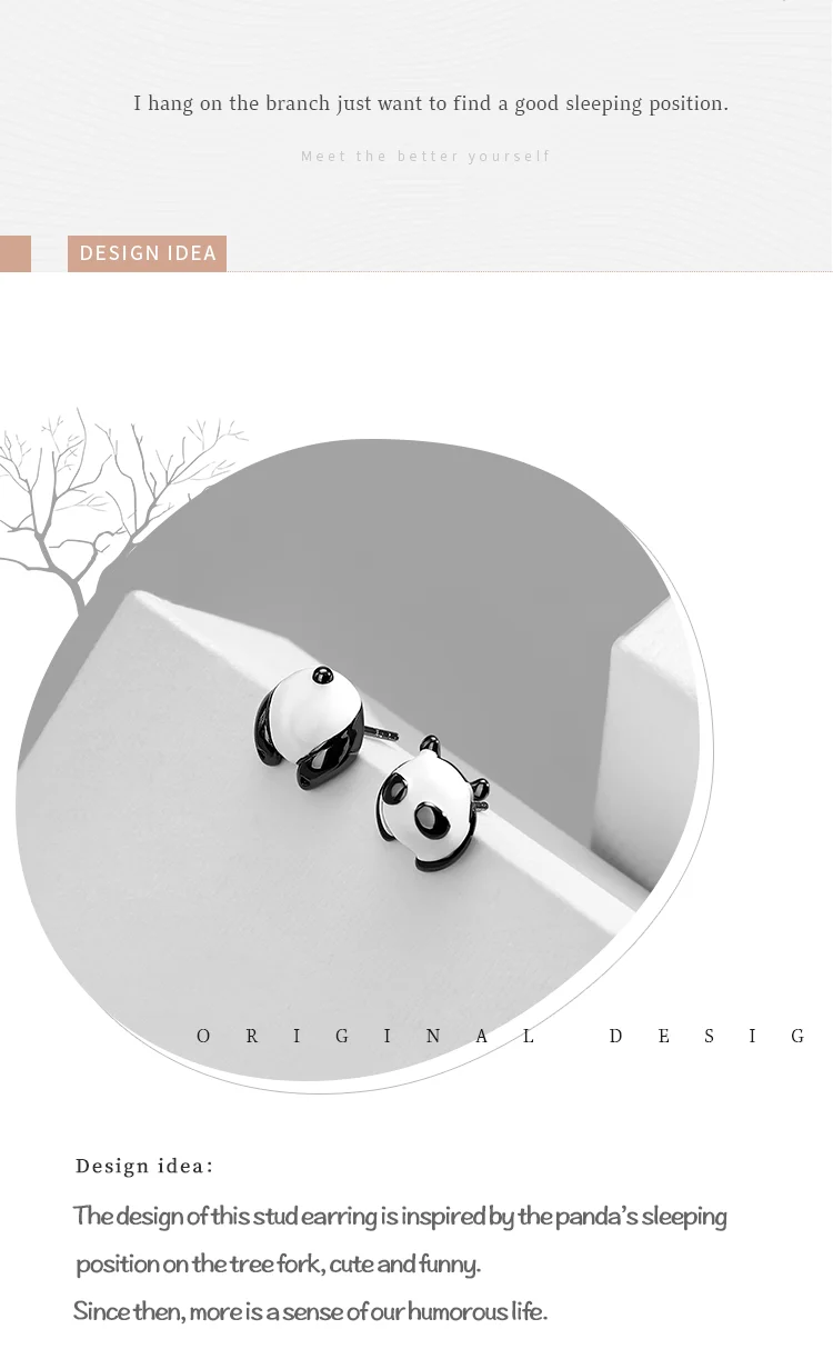 Thaya Lucky Cute Panda серьги-клипс Серебро 925 дизайн история ювелирных изделий для женщин элегантный подарок