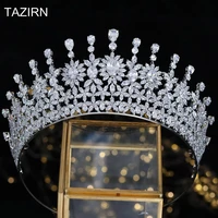 white full cubic zirconia sweet 16 princess wedding bridal tiaras and crowns zircon pageant hair jewelry headpieces for women