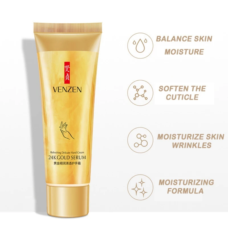 Gold Hand Cream Moisturizing Smooth Fine Lines Brighten Skin Color Nourishing Care |