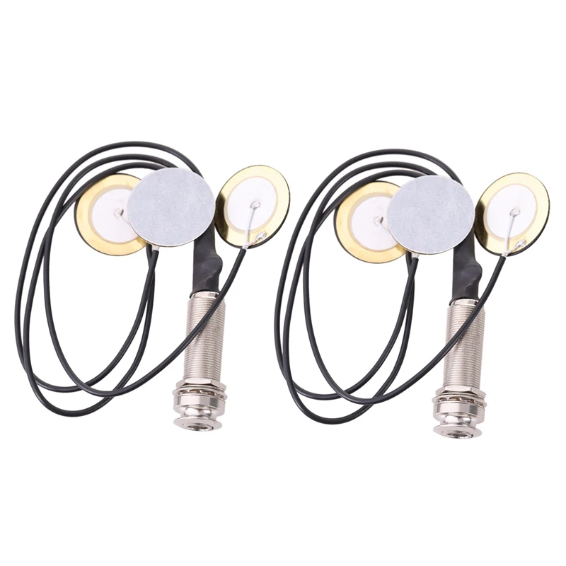 

2X Piezo Contact Microphone 3 Transducer Pickups with end pin jack for Kalimba