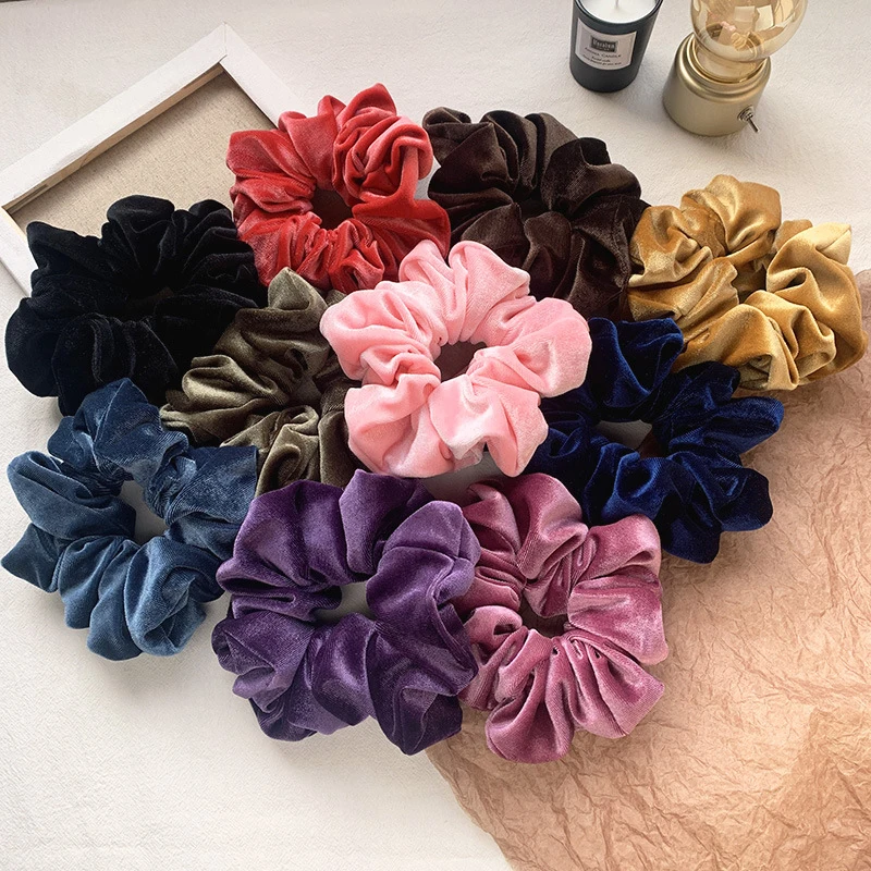 

Fashionable Elegant Hair Ring For Women Girls Solid Color Scrunchies Ponytail Holder Daily Sweet Small Fresh Headdress