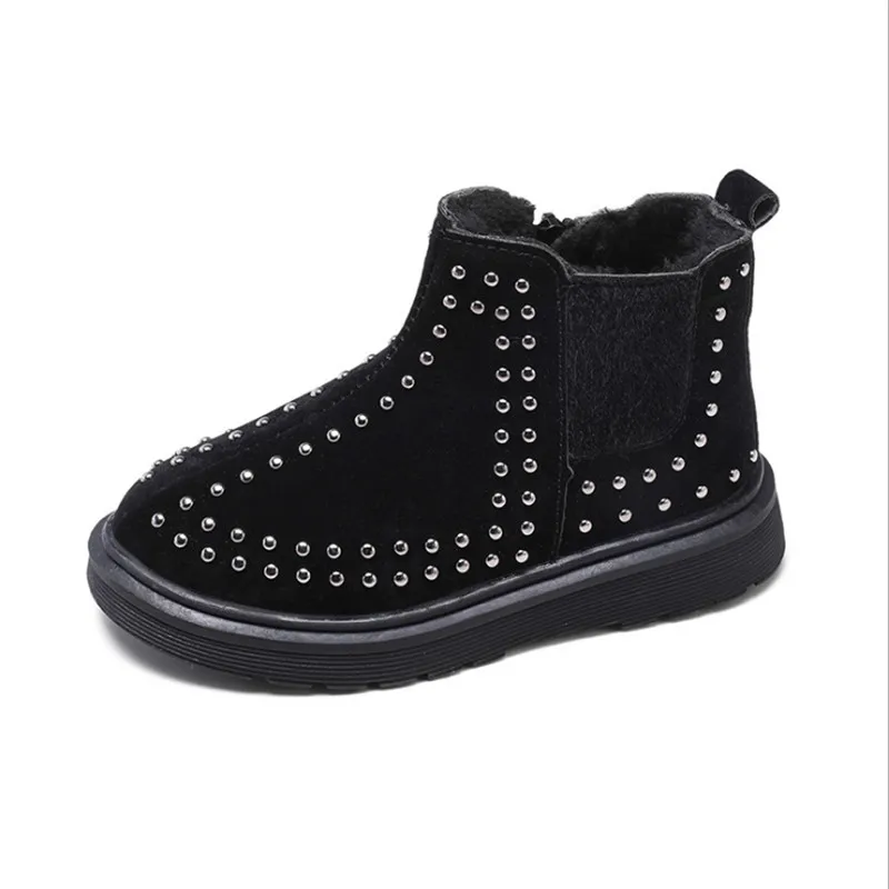 Детские Ботинки Martin осень и зима новые хлопковые ботильоны с заклепками обувь