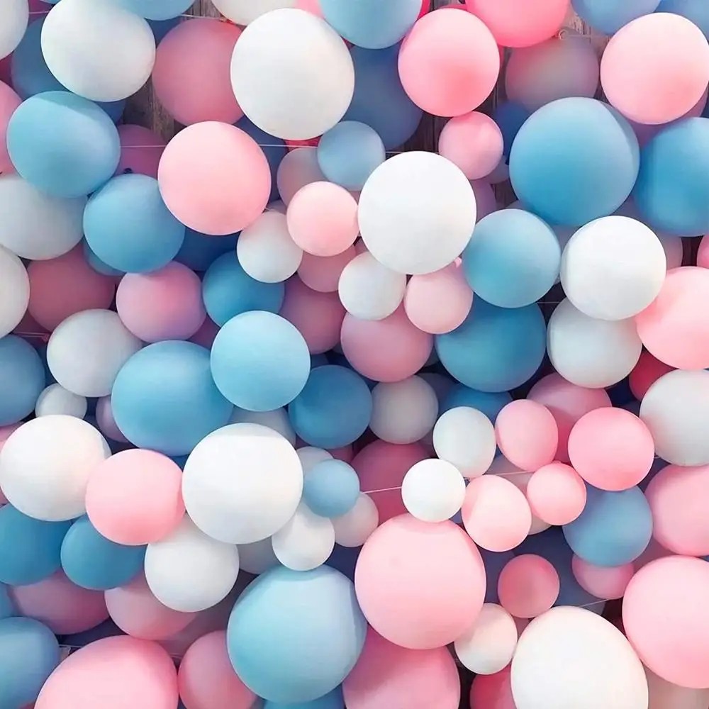 

80 Latex Balloons Baby Blue Pink Silver White for Baby Shower Gender Reveal He or She Boy or Girl Wedding Birthday Party Decorat