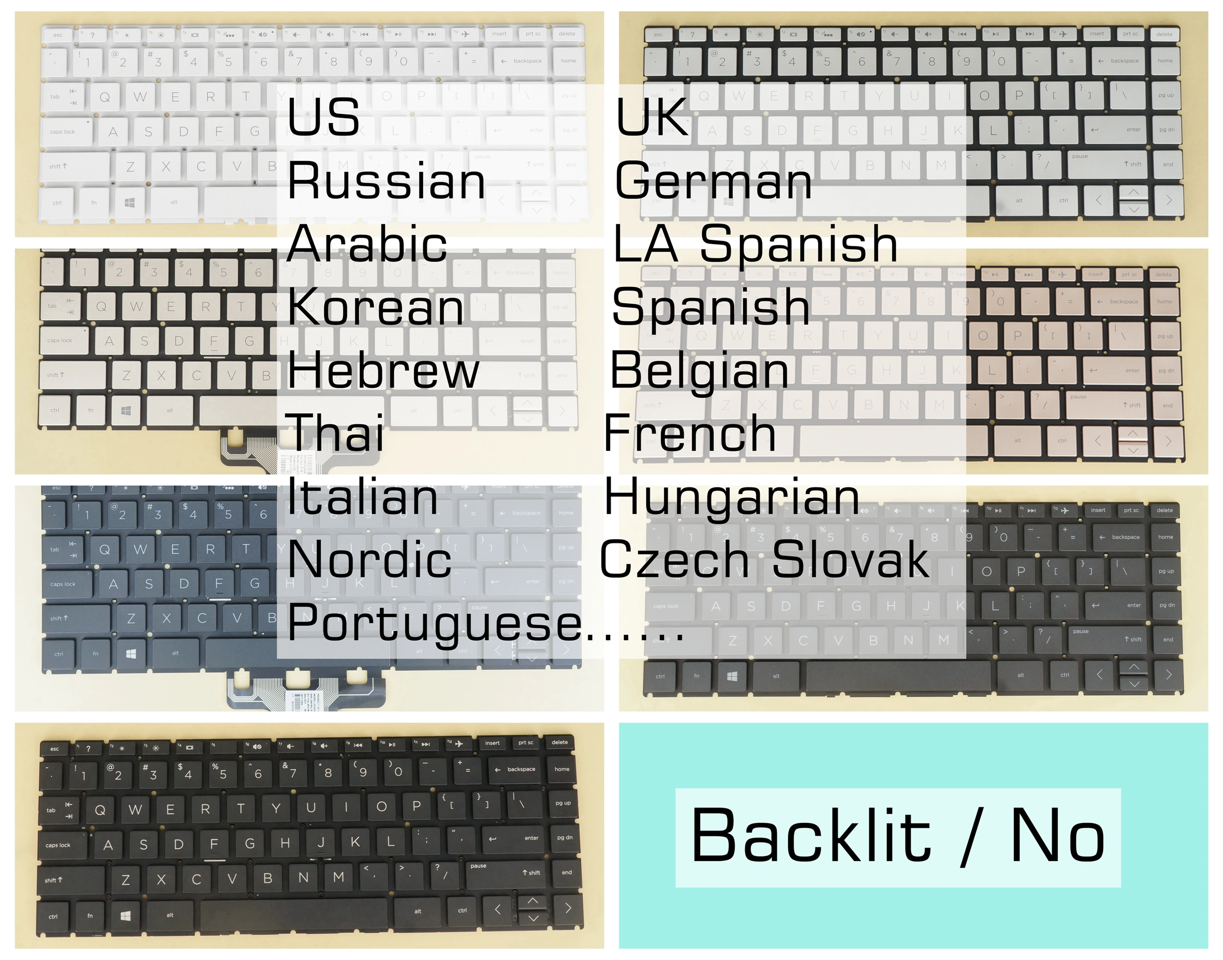 

UK Italian LA Spanish Belgian Keyboard For HP 14s-dk0000 14s-dp0000 14t-cd000 14t-cd1000 240 G7 245 G7 246 G7 Backlit/No