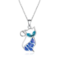 diamond studded kitten clavicle chain fragrance pendant women sweet opal cat pendant mens neck pendants for jewelry making man