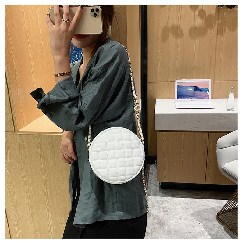 

Summer Western Style Small Bag Female 2020 New Trendy Net Red Messenger Bag High-quality Diamond Chain Small Round Bag