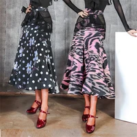 national standard dance skirt flamenco spain dancer clothing women leopard print modern dance practice skirts